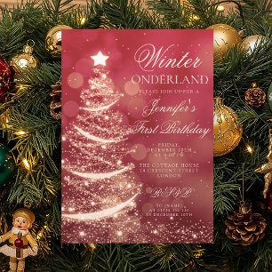 Convites Aniversário de 1 ano do Inverno Onederland Dourado
