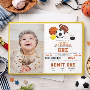 Convites Aniversário de 1 ano do Little Rookie Sports   Fun