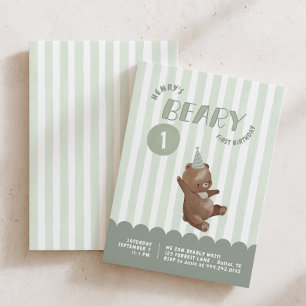 Convites Aniversário de 1 ano do Menino Beary Fantasia Faix