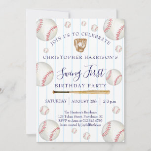 Convites Aniversário de 1 ano do menino de beisebol