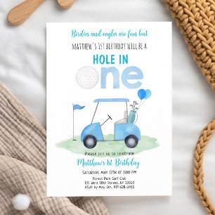 Convites Aniversário de 1 ano do Menino de Golfe Hole in On