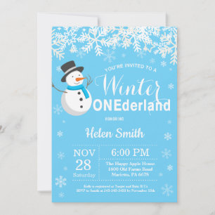Convites Aniversário de 1 ano do Menino Homem de Neve no In