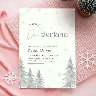 Convites Aniversário de 1 ano do Menino Menina Winter Onder