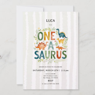 Convites Aniversário de 1 ano do Menino Oneasaurus Dinossau
