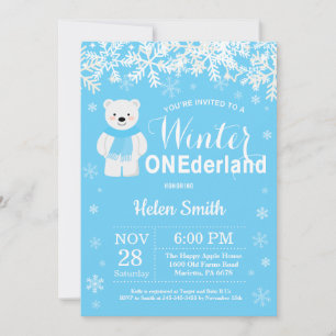 Convites Aniversário de 1 ano do Menino Urso Polar Winter O
