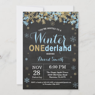 Convites Aniversário de 1 ano do Menino Winter Onederland A