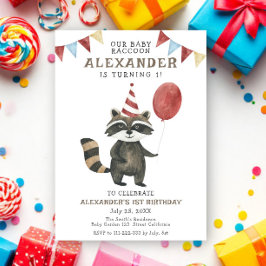 Convites Aniversário de 1 ano do nosso bebê Guaxinim