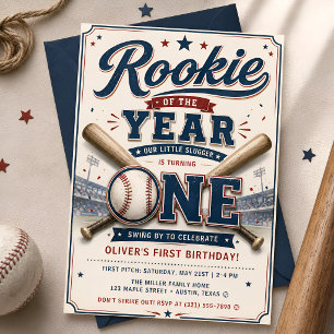 Convites Aniversário de 1 ano do Novato Estrela do Beisebol