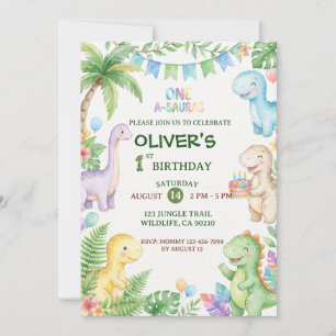 Convites Aniversário de 1 ano do One-a-Saurus Dinosaur