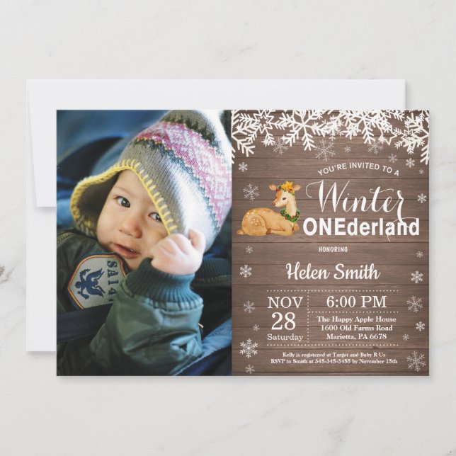Convites Aniversário de 1 ano do Onederland de Inverno com  (Frente)