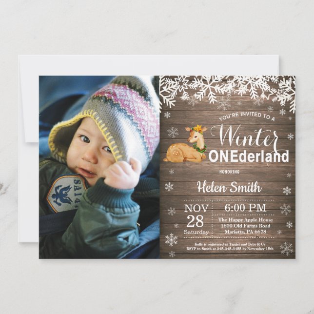 Convites Aniversário de 1 ano do Onederland de Inverno com  (Frente)