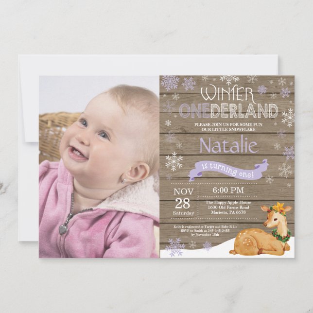 Convites Aniversário de 1 ano do Onederland de Inverno Rúst (Frente)