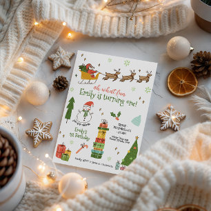 Convites Aniversário de 1 ano do Papai Noel Sleigh Reindeer