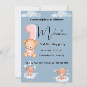 Convites Aniversário de 1 ano do Pequeno Fofo panda