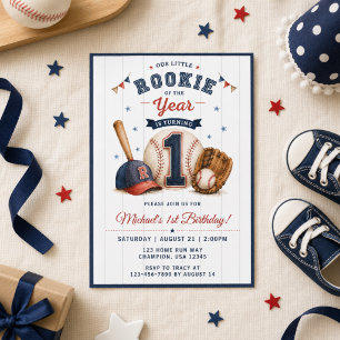 Convites Aniversário de 1 ano do Pequeno Novato de Beisebol