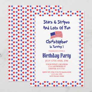 Convites Aniversário de 1 ano do Stars & Stripes