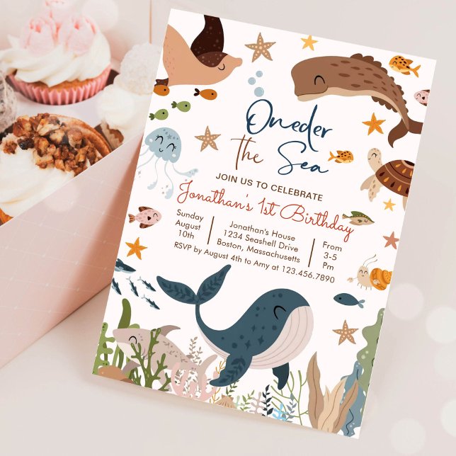 Convites Aniversário de 1 ano do Tubarão Baleia Um-der o Ma (Criador carregado)