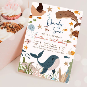 Convites Aniversário de 1 ano do Tubarão Baleia Um-der o Ma