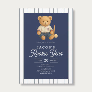 Convites Aniversário de 1 ano do Ursinho de Basebol Novato