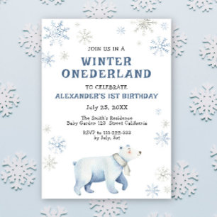 Convites Aniversário de 1 ano do Urso Polar Onederland de I