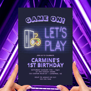 Convites Aniversário de 1 ano do Video Game On Neon