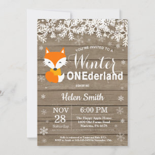 Convites Aniversário de 1 ano do Winter Onederland Rustic F