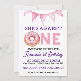 Convites Aniversário de 1 ano Donut