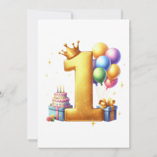 Convites Aniversário de 1 ano Dourado