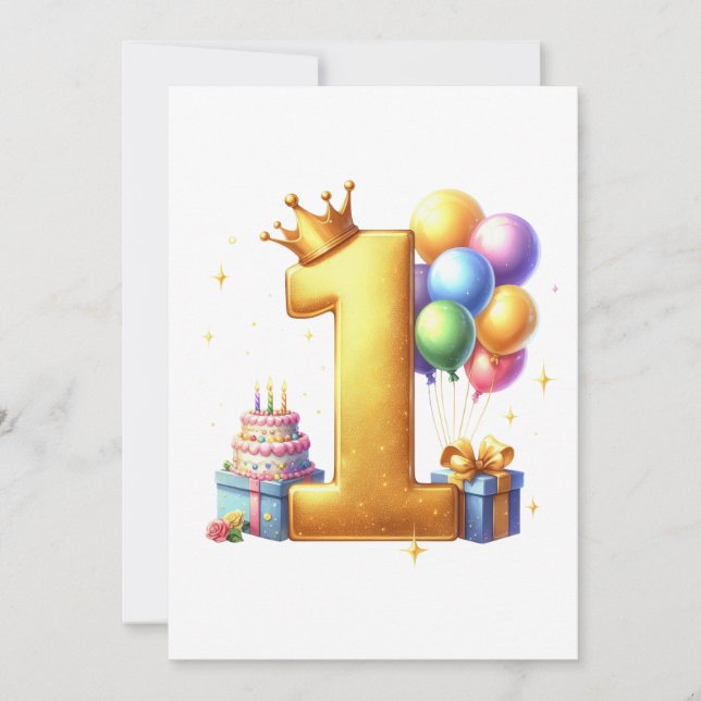 Convites Aniversário de 1 ano Dourado (Frente)
