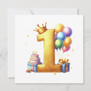 Convites Aniversário de 1 ano Dourado