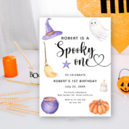 Convites Aniversário de 1 ano Halloween Assustador Aquarela