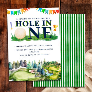 Convites Aniversário de 1 ano Hole in One Aniversário de Go