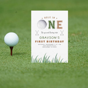 Convites Aniversário de 1 ano Hole-in-One Golf