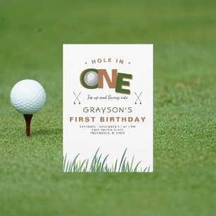 Convites Aniversário de 1 ano Hole-in-One Golf II