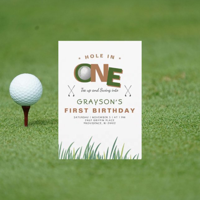 Convites Aniversário de 1 ano Hole-in-One Golf II (Criador carregado)