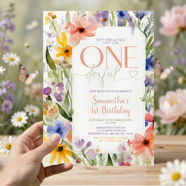 Convites Aniversário de 1 ano Isn't She Onederful com Flore (Criador carregado)