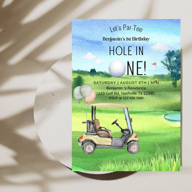 Convites Aniversário de 1 ano - Menino de Golfe Primeiro An (Criador carregado)