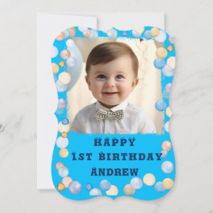 Convites Aniversário de 1 ano Personalizado Feliz Com Foto