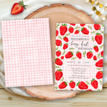 Aniversário de 1 ano Rustic Berry Morango Vermelho