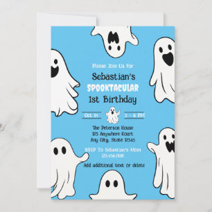 Convites Aniversário de 1 ano Spooktacular Fantasma Bonito 