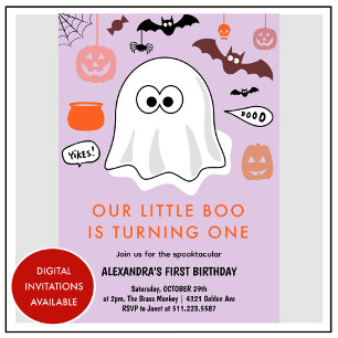 Convites Aniversário de 1 ano Spooktacular Fofinho de Fanta