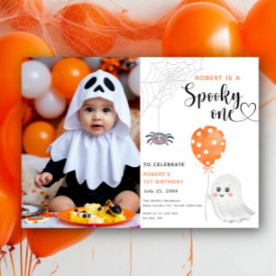 Convites Aniversário de 1 ano Watercolor Spooky One