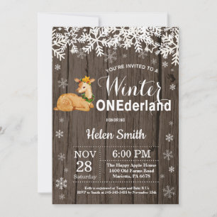 Convites Aniversário de 1 ano Winter Onederland Rústico Cer