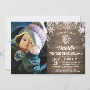 Convites Aniversário de 1 ano Winter Onederland Snowflake