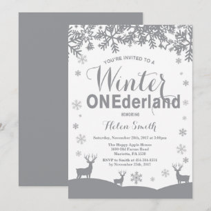 Convites Aniversário de 1 Ano Winter Onederland Snowflake
