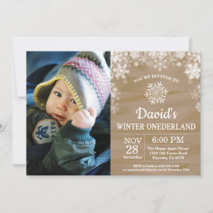 Convites Aniversário de 1 ano Winter Onederland Snowflake