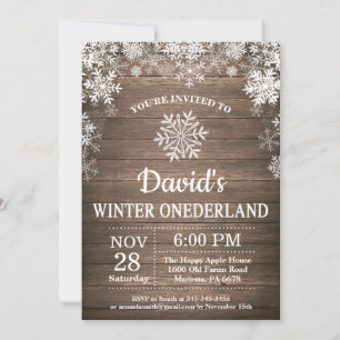 Convites Aniversário de 1 ano Winter Onederland Snowflake R