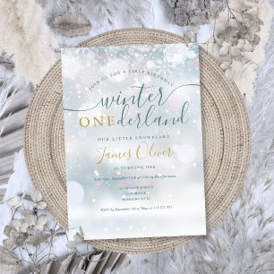 Convites Aniversário de 1 ano Winter Onederland Snowflakes