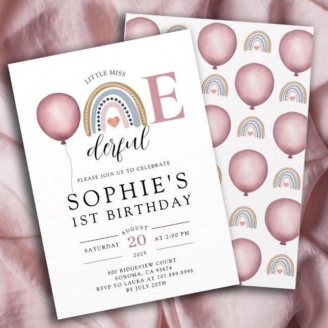 Convites Aniversário de 1rua da Rainbow Girl (Criador carregado)