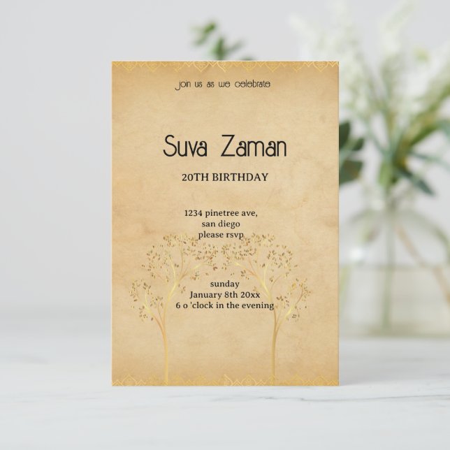 Convites Aniversário de 20 anos Cinza Simples Elegante (Em pé/Frente)